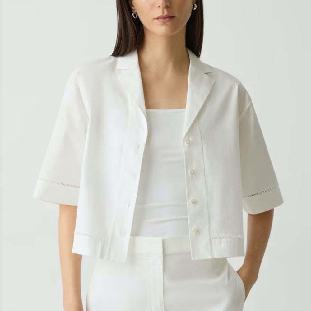 Theory Boxy Camp Shirt in City Poplin XL